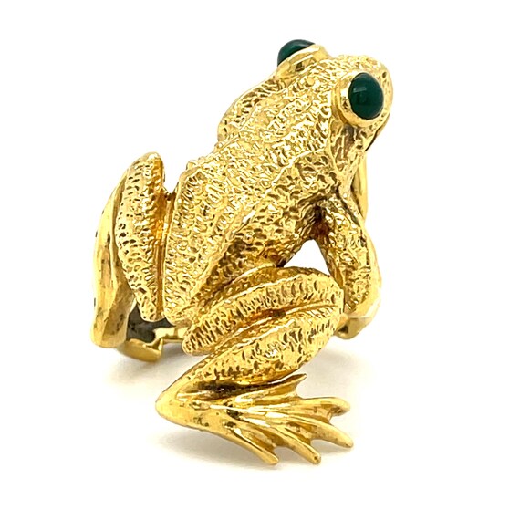 Kurt Wayne 18k Yellow Gold Frog Ring with Green G… - image 3