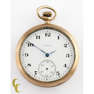 Elgin Antique Open Face Gold Filled Pocket Watch Gr 303 Size 12 7 Jewel