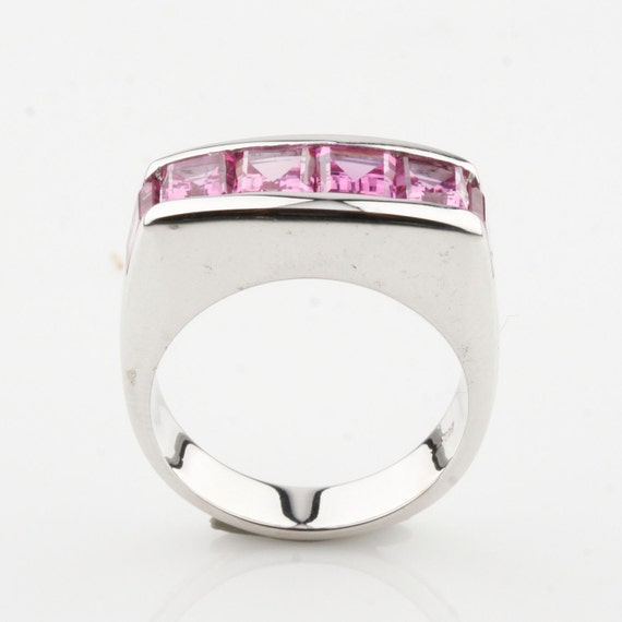 Pink Sapphire Invisibly Set 14k White Gold Band R… - image 4
