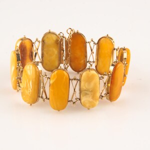 Vintage 14k Yellow Gold Butter Scotch Natural Amber Necklace and Bracelet Set image 2