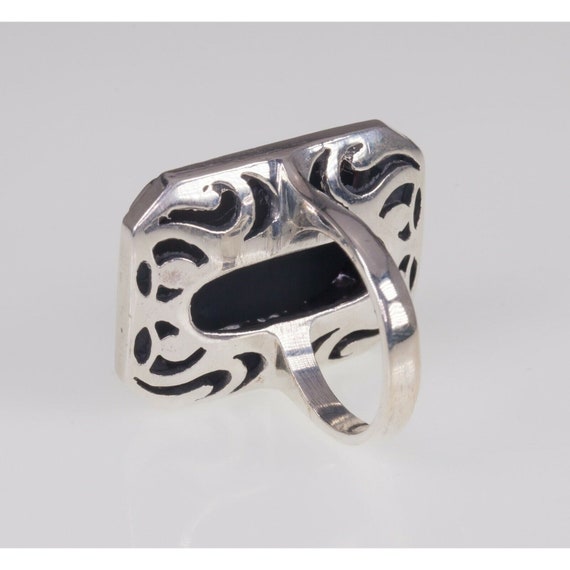 Rectangular Onyx and marcasite Sterling Silver Ri… - image 7