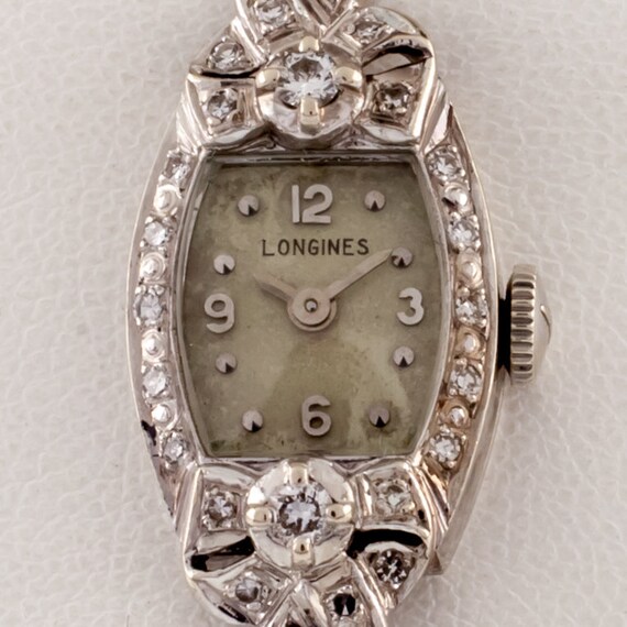 Vintage Longines 14k White Gold & Diamonds Women'… - image 4