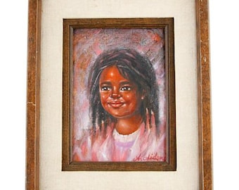 Dimples av Anthony Sidoni 1996 Signerad inramad oljemålning 28x23 cm