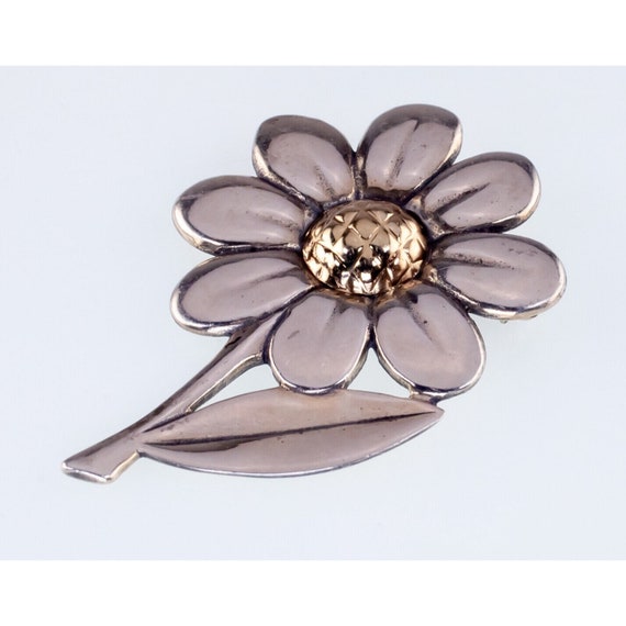 James Avery Two Tone Daisy Flower Brooch Sterling… - image 1