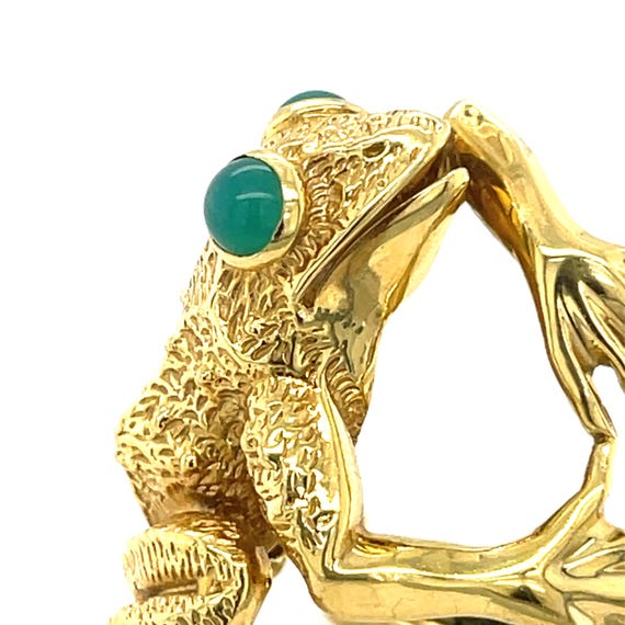 Kurt Wayne 18k Yellow Gold & Green Chrysoprase Fr… - image 4
