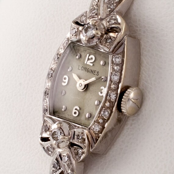 Vintage Longines 14k White Gold & Diamonds Women'… - image 3