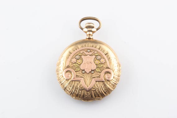 エルジン アンティーク 14K マルチカラー ゴールド 17石 懐中時計