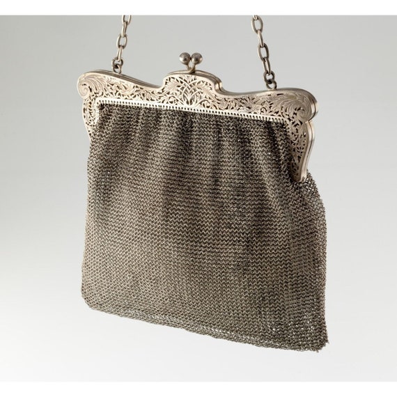 Vintage Sterling Silver Mesh Purse W Chain Handle and Cutout Design Frame Etsy Ireland