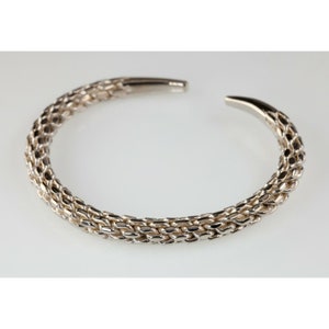 Sterling Silver 6mm Wide braided Chain Cuff Bracelet 7.25&quot;