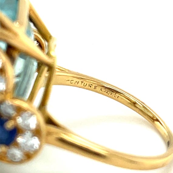 Monture Cartier Vintage Aquamarine Solitaire Ring in 18k Yellow