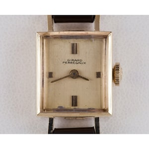 Girard-Perregaux 14k Gelbgold Damen Handaufzugsuhr mit Lederband