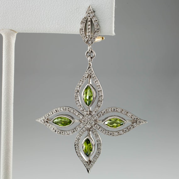 Beautiful Peridot and Diamond Star Dangle Earring… - image 5