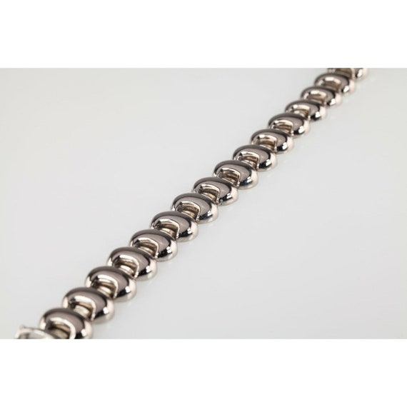 Puffy Sterling Silver Link Bracelet 7.25" - image 1