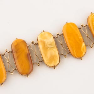 Vintage 14k Yellow Gold Butter Scotch Natural Amber Necklace and Bracelet Set image 9