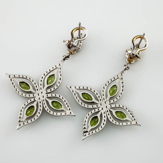 Beautiful Peridot and Diamond Star Dangle Earring… - image 7