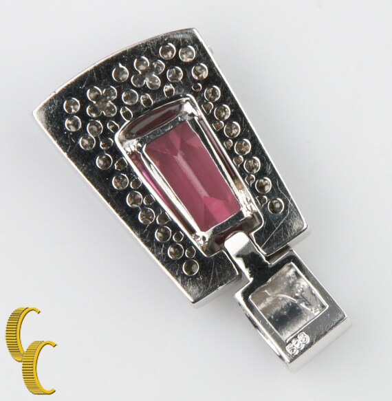 14k White Gold Rectangular Step Cut Tourmaline & … - image 3