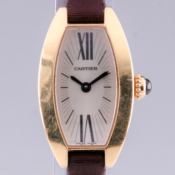 Cartier Mini Tonneau Lanieres 18k Rose Gold Quartz Watch w/ Original Band, Ref. 2592