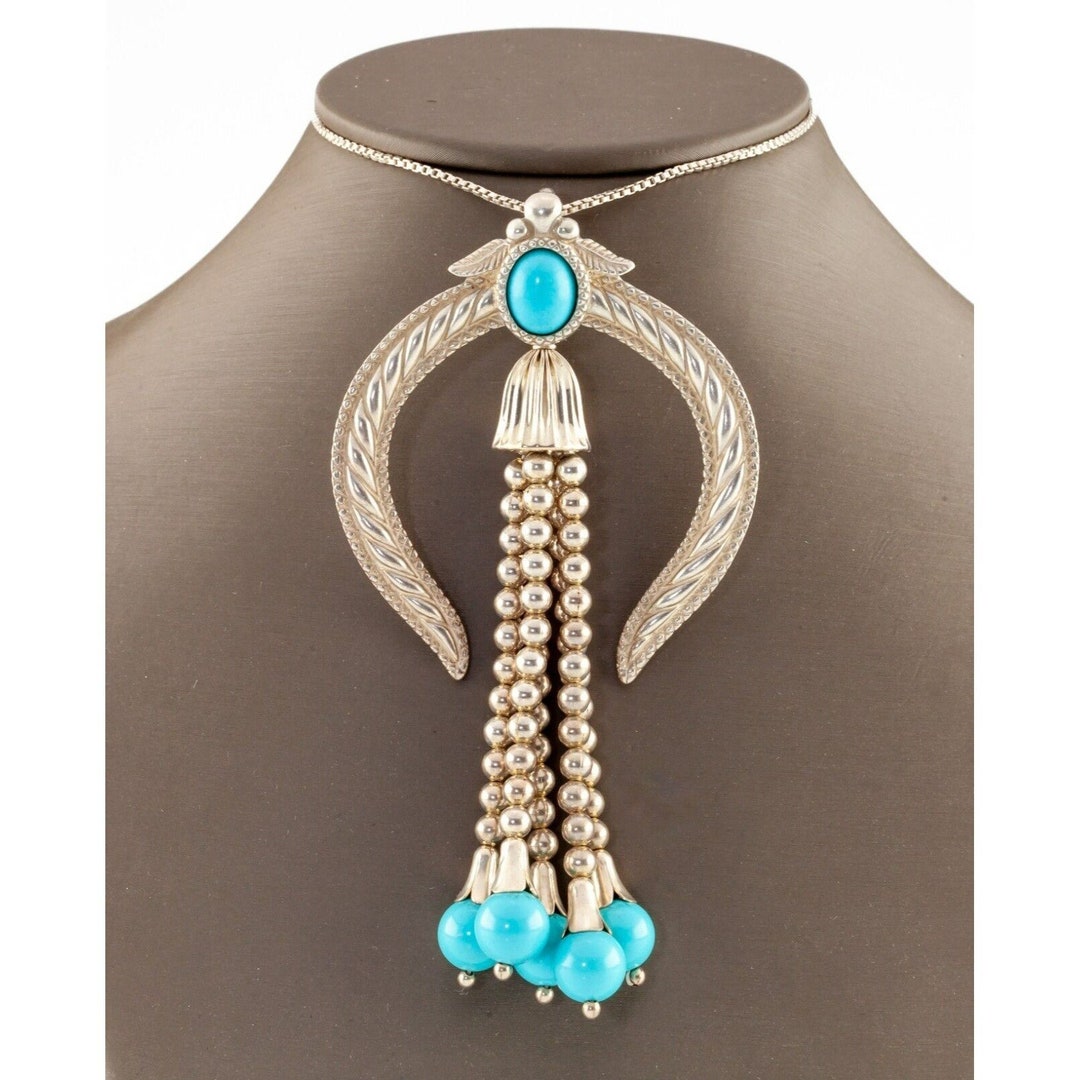 •BLACKJACK TURQUOISE - NÍYOL 1• Navajo sterling silver pendant
