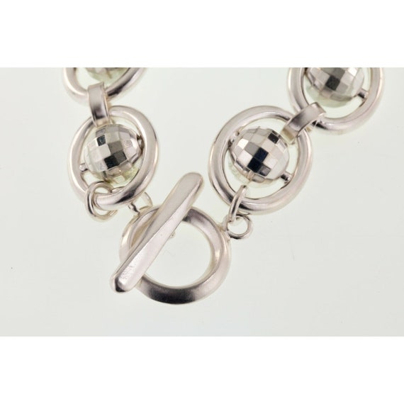 Disco Mirror Ball Sterling Silver Link Toggle Cla… - image 4