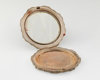 Silver Compact Powder Holder With Mirror