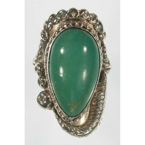 Beautiful Navajo Green Turquoise Sterling Ring Sz 6.75