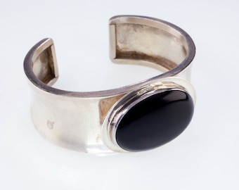 Mark Jimenez Sterling Silver Cuff with Onyx Stone Gorgeous!
