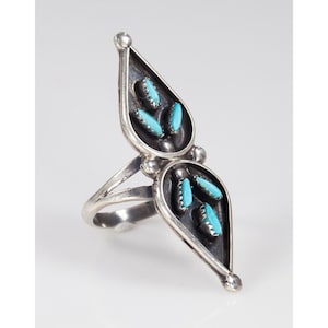 Zuni Turquoise Petit Point Sterling Silver Ring SZ: 6