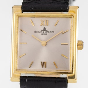 Vintage Baume & Mercier 18k Gold Men&#39;s Watch w/ Black Leather Band, Ref. 2512