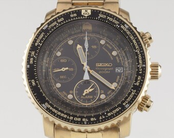 セイコー フライトマスター 7T62-0EB0 クロノグラフ ゴールド 腕時計 SEIKO セイコー パイロット クロノグラフ 時計7T62-0EB0 海外