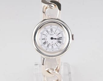 Obrey French Silver Ribbon Cuff Bracelet Watch 20th Century  display picture 3