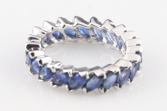 Blue Sapphire 3.36 carat Marquise Cut Platinum Et… - image 2