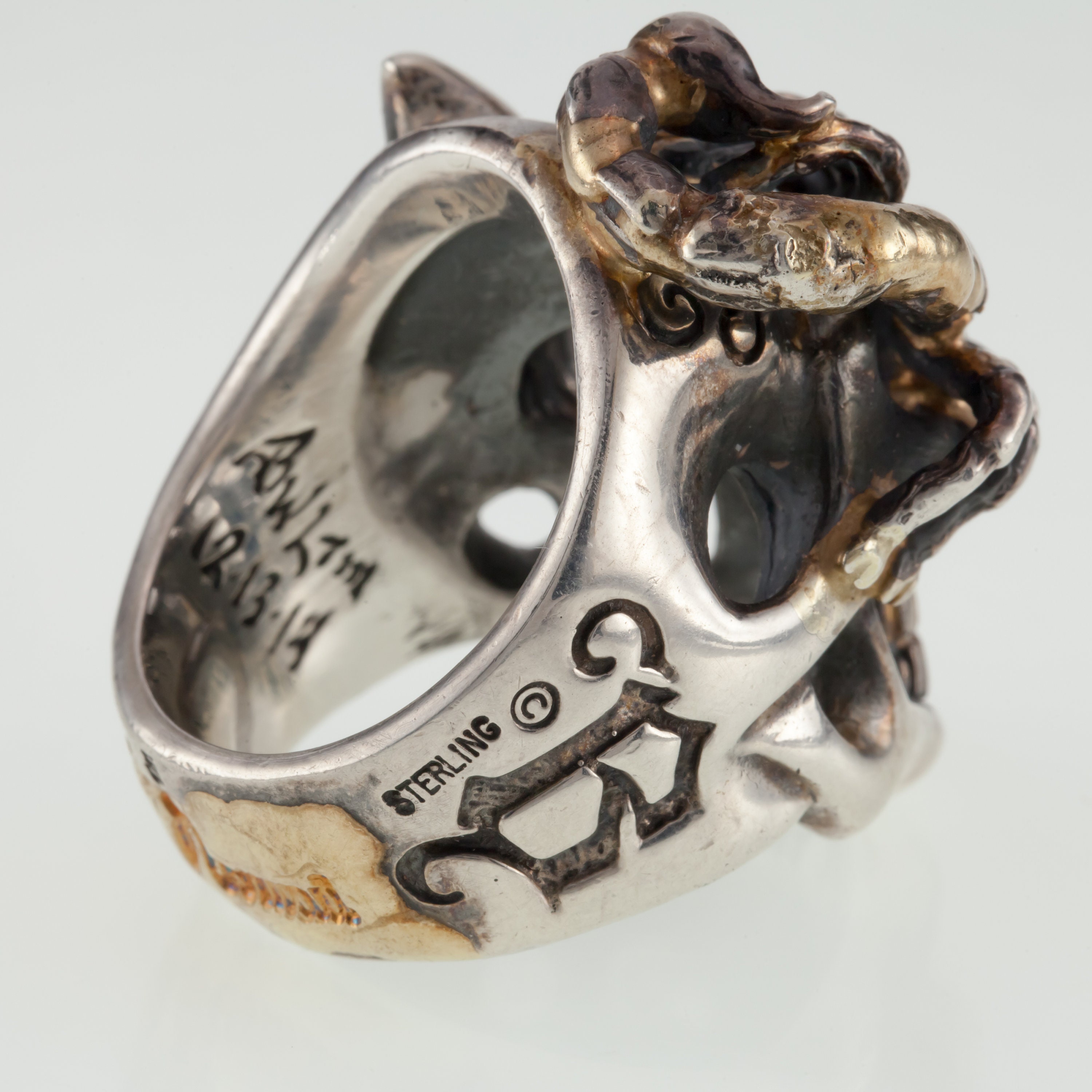 Bill Wall Leather Sterling Silver Custom Master Ring Skull Bill Wall Leather Sterling Silver Custom Master Ring Skull