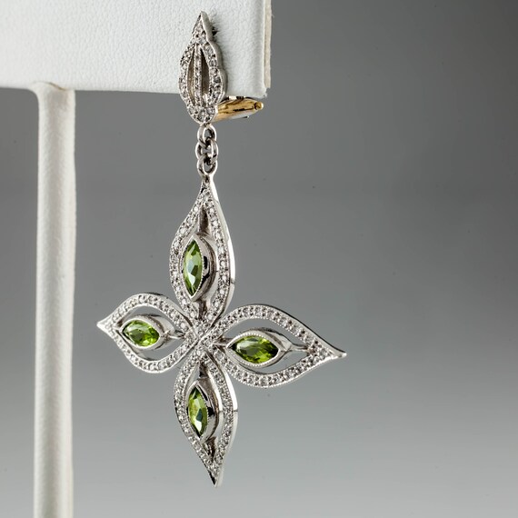 Beautiful Peridot and Diamond Star Dangle Earring… - image 6