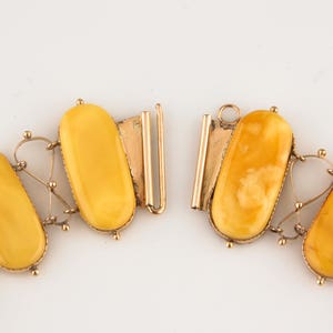 Vintage 14k Yellow Gold Butter Scotch Natural Amber Necklace and Bracelet Set image 3
