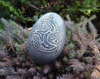 Birds of Rhiannon,Acid etched goose eggshell with aged metal patina