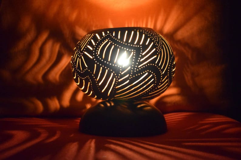 Arabian Dream a Zen ambiance table lamp made from a carved calabash
