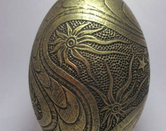 Acid etched  Nandou eggshell, aged metal patina