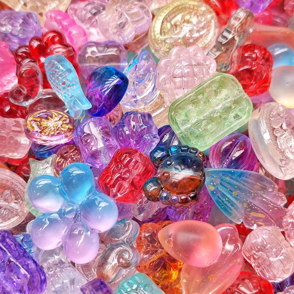 Crystal Glass bead mix, glass beads soup, glass jelly beads, fun shapes glass beads, assorted glass beads, cute glass beads
