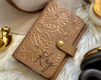 Embossed Leather Budget Binder • A7 Cash Envelope Wallet • Leather Travel Organizer Gift for Her