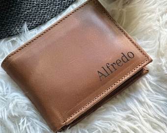 Personalized Men's Wallet: Custom Gifts for Him, Engraved Leather Wallets