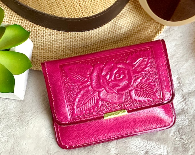 Mini Rose Wallet for Women • Handmade Leather Card Holder • Sustainable Gift