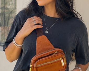 Personalized Leather Fanny Pack: Handmade Crossbody Sling Bag