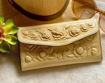 Victorian Style Embossed leather wallets for women • Cute wallet •  Gifts for her