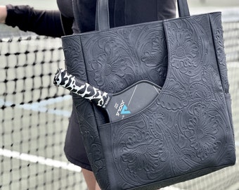 Leather Pickleball Bag for Women • Pickleball gifts for her • Sports tote bag