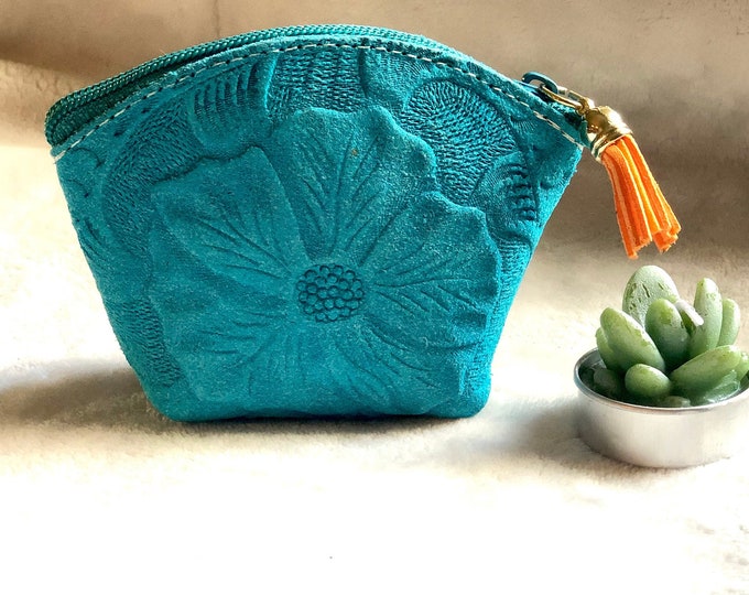 Handmade Leather Coin Purse • Bohemian Pouch • Small Makeup Bag • Bridesmaid Gift