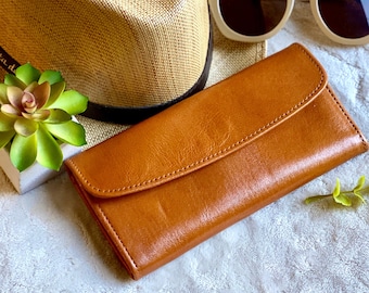 Handcrafted authentic leather bicolor woman wallets • woman wallet • woman purse • gift for her