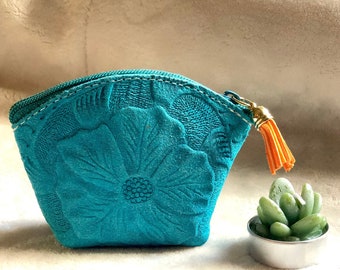 Handmade Leather Coin Purse • Bohemian Pouch • Small Makeup Bag • Bridesmaid Gift