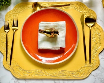 Handcrafted Tooled Leather Placemats • Elegant Home Decor • Perfect Housewarming Gift