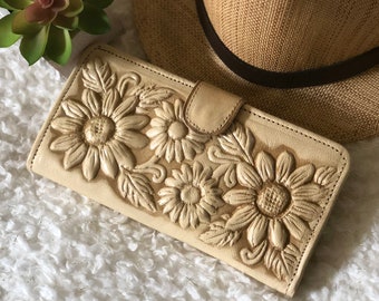 Handmade sunflowers leather wallets for women • Gifts for her • Bohemian wallets • wallet for woman