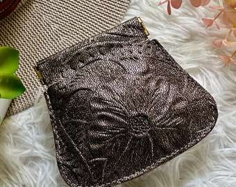 Embossed Leather Pouch for Women • Jewelry bag • Small wallet • Cable pouch